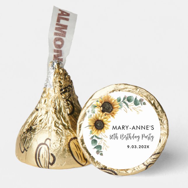  Sunflower Floral 80th Birthday Party Hershey®'s Kisses® (Front)