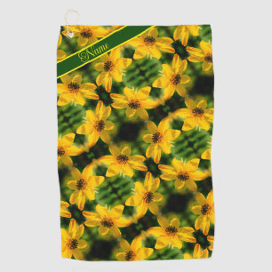 Sunflower Floral Abstract Personalized Golf Towel