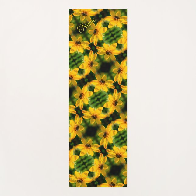 Sunflower Floral Abstract Personalized Yoga Mat (Front)