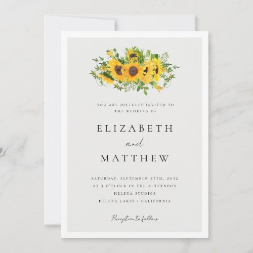 Sunflower Floral All in One Wedding Invitation