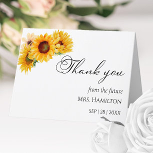 Sunflower Floral Autumn Fall Bridal Shower Thank You Card