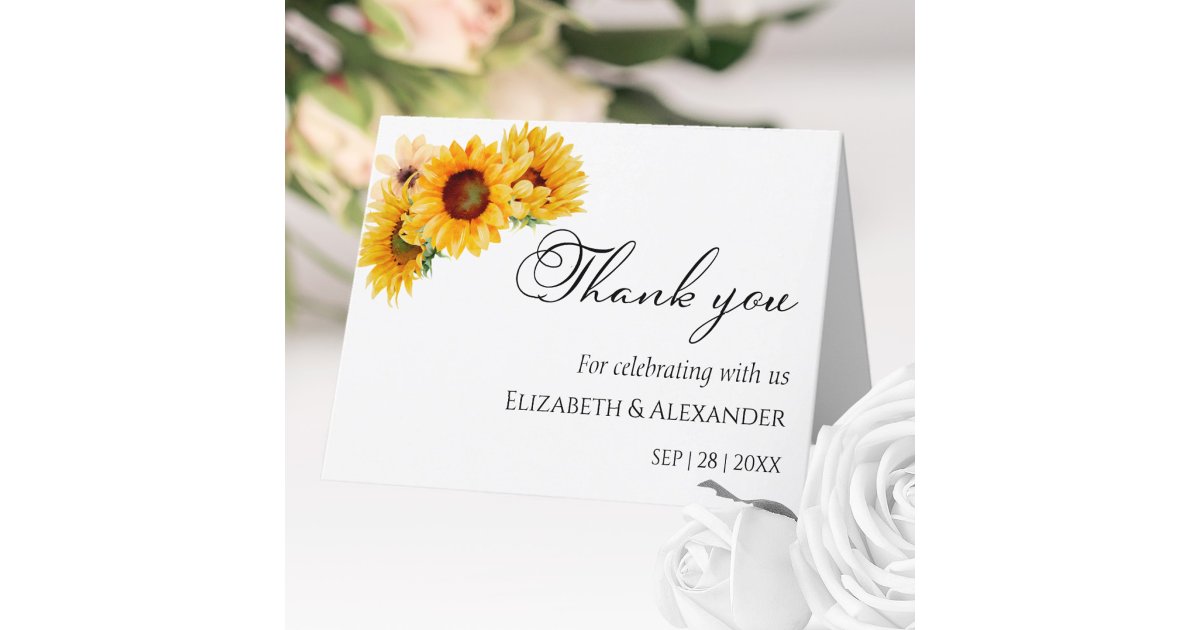 Sunflower Floral Autumn Fall Wedding Thank You Card | Zazzle