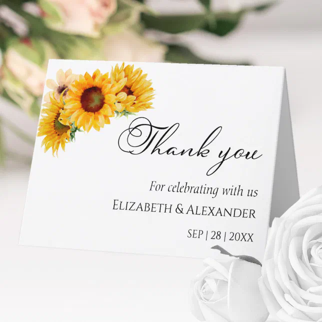 Sunflower Floral Autumn Fall Wedding Thank You Card | Zazzle