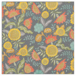 Sunflower Floral Autumn Garden Whimsical Botanical Fabric