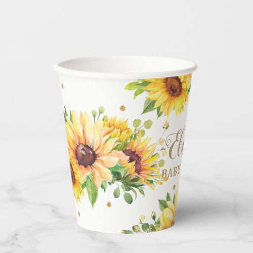 Sunflower Floral Baby Shower Birthday Bridal  Paper Cups