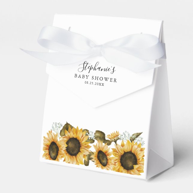 Sunflower Floral Baby Shower Favor Box (Front Side)