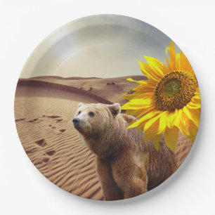 Sunflower Floral Bear Paper Plates