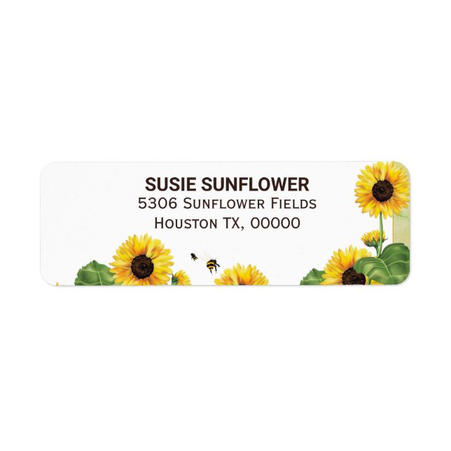 Sunflower Floral Bee Garden Label (Front)