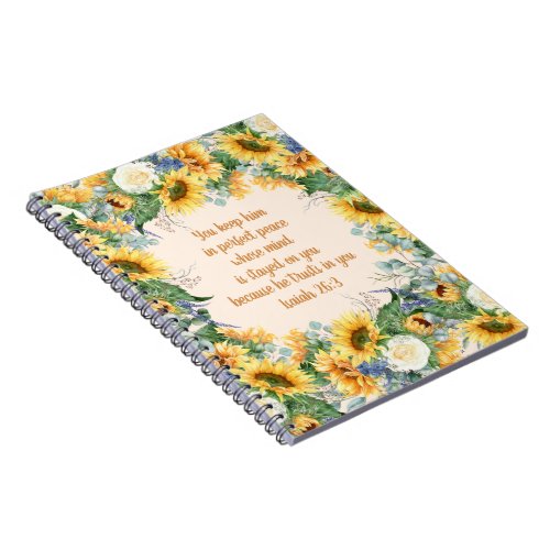 Sunflower Floral Bible Verse Keep Perfect Peace    Notebook