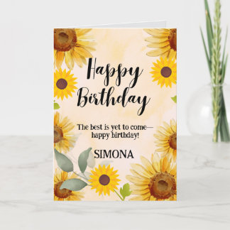 Sunflower Floral Birthday Card