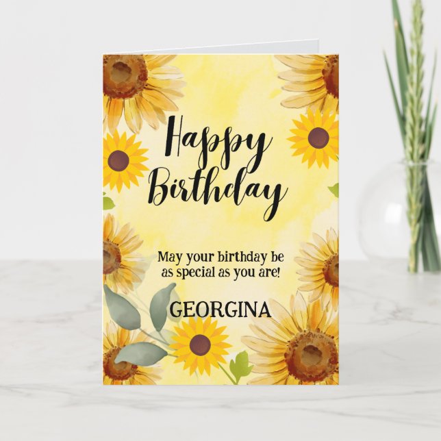  Sunflower Floral Birthday  Card (Front)