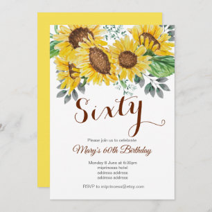 sunflower, floral birthday party invitation