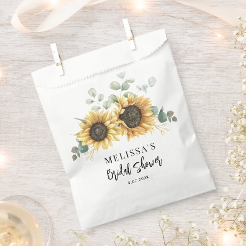 Sunflower Floral Bloom Script Bridal Shower Favor Bag