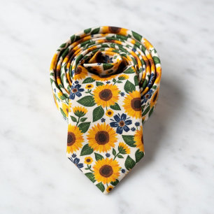 Sunflower Floral Bold Cottage Garden Neck Tie