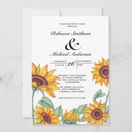 Sunflower Floral Botanical Invitation