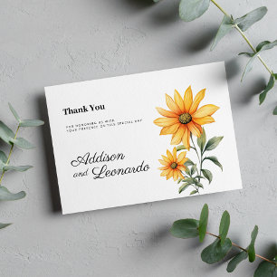 Sunflower floral botanical summer Thank You Invitation