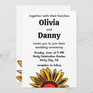Sunflower Floral Botanical Wedding Invitation