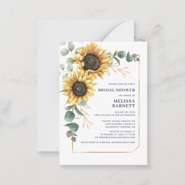 Sunflower Floral Bridal Shower Invitation (Front)