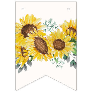 Happy Birthday With Sunflower Bunting Flags | Zazzle