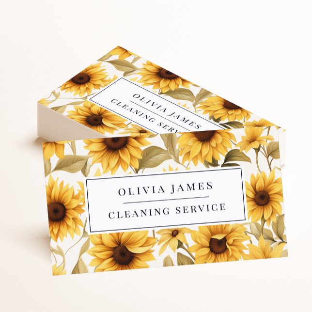 Sunflower Floral Cleaning Maid Housekeeper Business Card (Creator Uploaded)