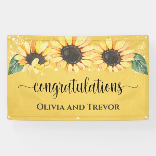 Sunflower Floral Congratulations Engagement Banner