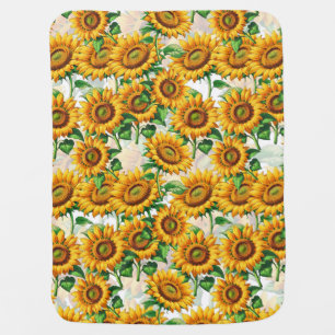 Sunflower Floral Cottagecore Pattern Baby Blanket