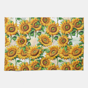 Sunflower Floral Cottagecore Pattern Kitchen Towel