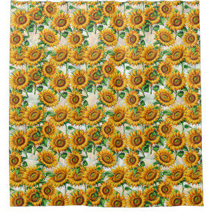 Sunflower Floral Cottagecore Pattern Shower Curtain