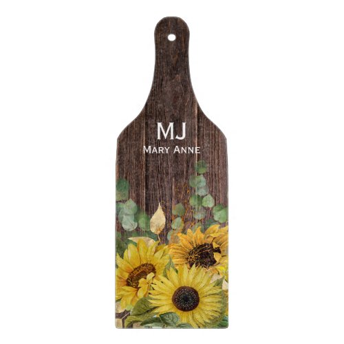 Sunflower floral country kitchen DIY monogram name Cutting Board