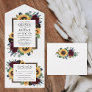 Sunflower Floral Country Rustic Fall Wedding RSVP All In One Invitation