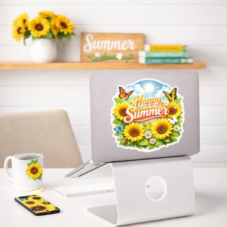 Sunflower Floral Custom-Cut Vinyl Sticker