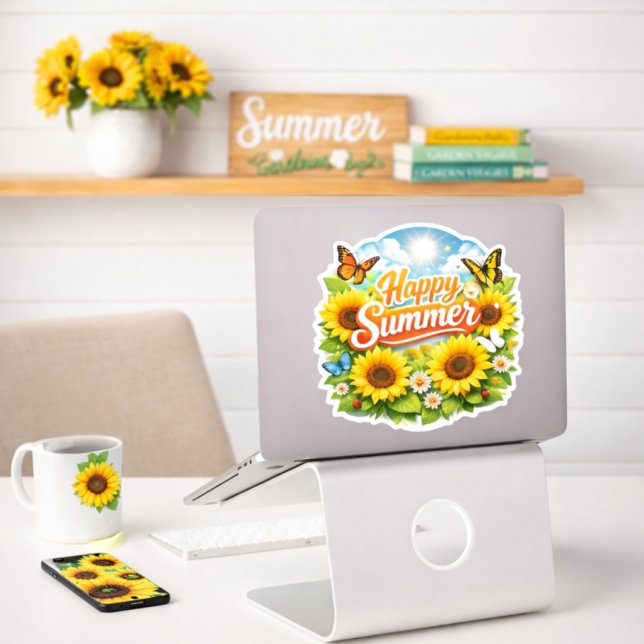 Sunflower Floral Custom-Cut Vinyl Sticker (Creator Uploaded)