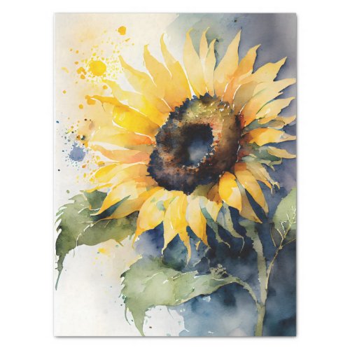 Sunflower Floral Decoupage Watercolor Tissue Paper