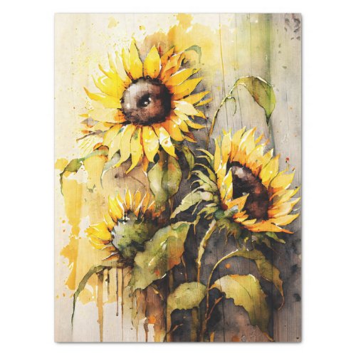 Sunflower Floral Decoupage Watercolor Tissue Paper