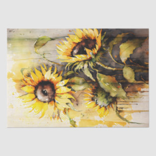 Sunflower Floral Decoupage Watercolor Tissue Paper