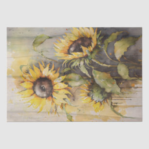 Sunflower Floral Decoupage Watercolor Tissue Paper