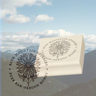 Sunflower Floral Design Beekeeper Apiary Logo Rubber Stamp