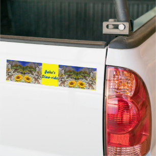 Sunflower Floral Dinosaur Bumper Sticker