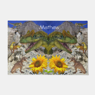 Sunflower Floral Dinosaur Door Mat