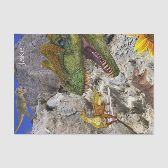Sunflower Floral Dinosaur Tissue Paper (Front)