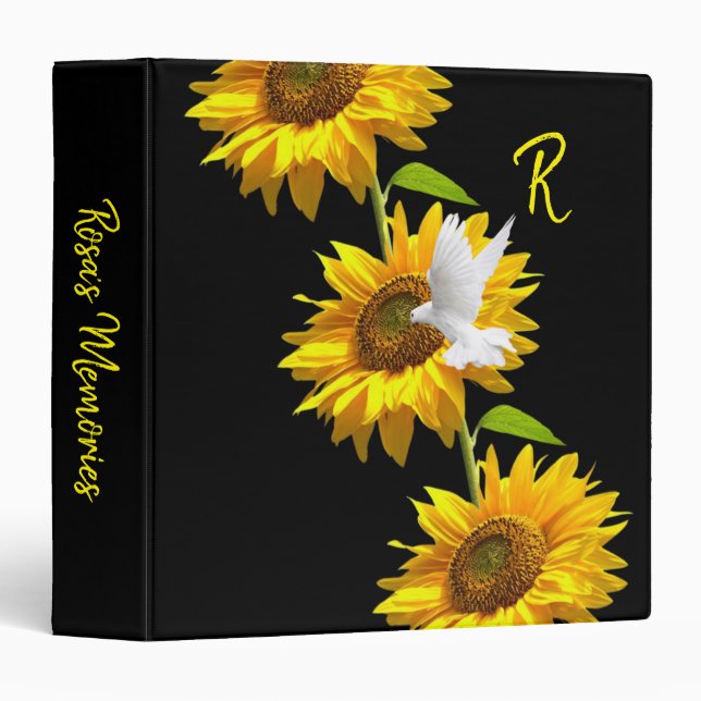 Sunflower Floral Dove Black  Avery Binder (Front/Spine)