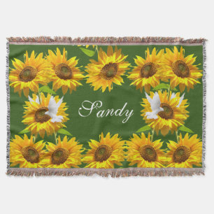 Sunflower Floral Dove Throw Blanket