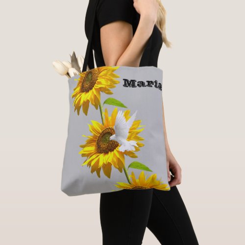 Sunflower Floral Dove Tote Bag