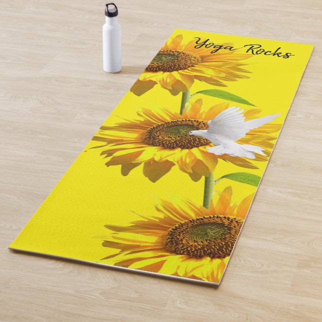 Sunflower Floral Dove Yoga Mat (In Situ)