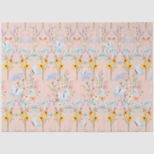 Sunflower Floral Easter Blue Butterfly Decoupage Tissue Paper