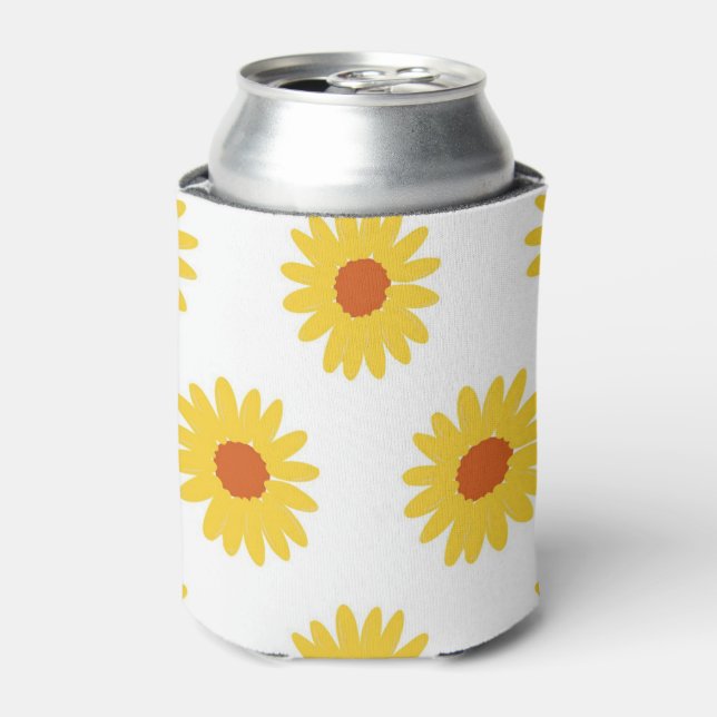 Sunflower Floral Elegant Drink Summer  Can Cooler (Can Front)