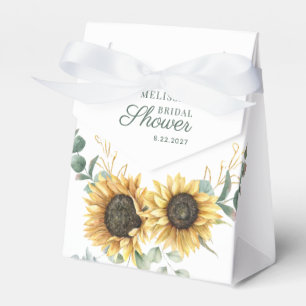 Sunflower Floral Eucalyptus Bridal Shower Favor Boxes
