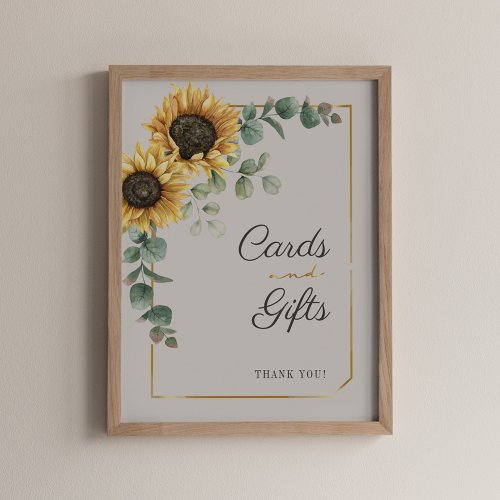 Sunflower Floral Eucalyptus Cards and Gifts Sign