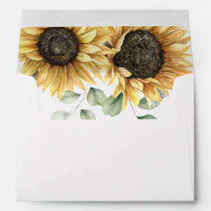 Sunflower Floral Eucalyptus Green Return Address Envelope