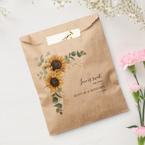 Sunflower Floral Eucalyptus Greenery Wedding Favor Bag